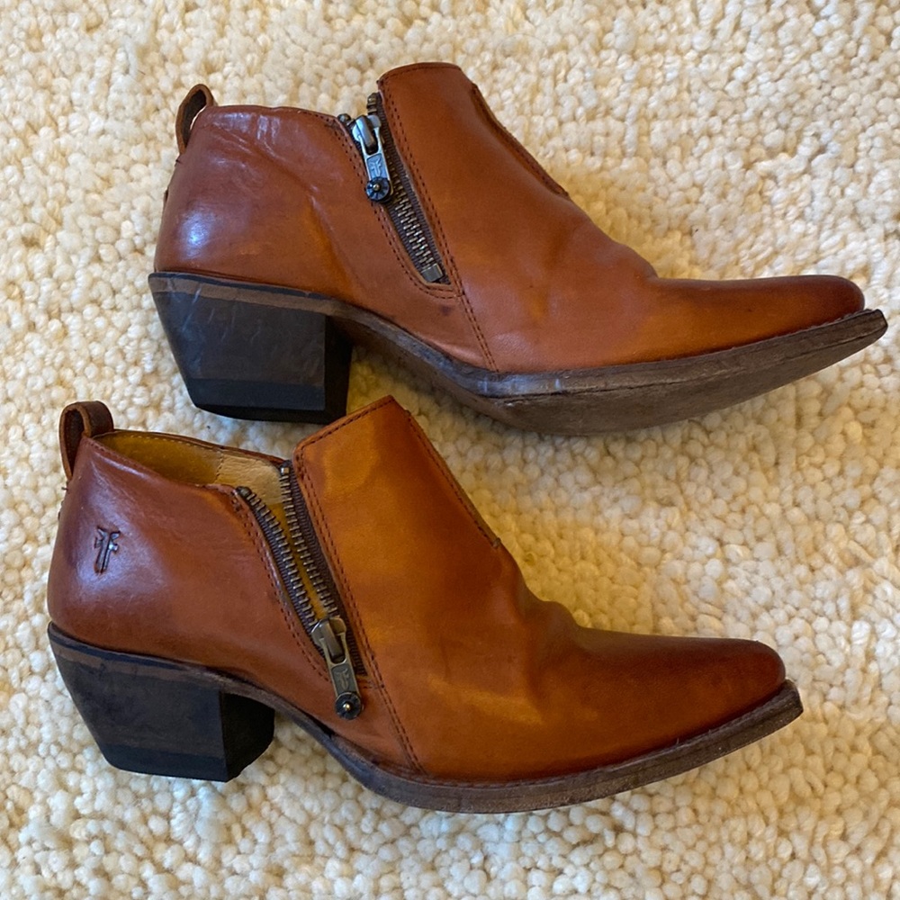 Frye double zip booties